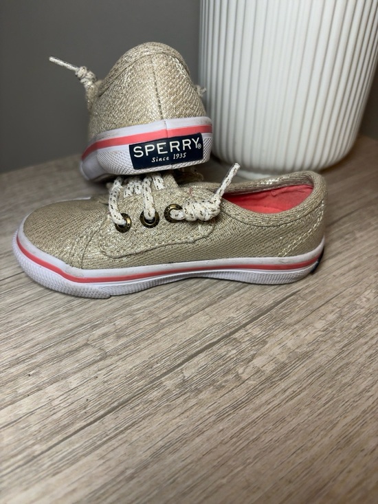 Sperry Other - Sperry Toddler Girls Glitter Canvas Sneakers Gold Champagne Size 5.5M